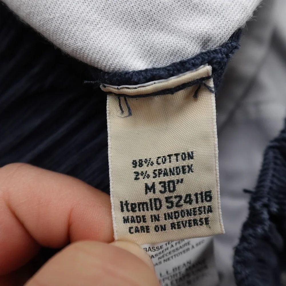 LL Bean Pants Mens M Blue‎ Beanflex Corduroy Cord Chino Drawstring Hike Stretch